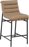 Burke Contemporary Counter Stool - Stylish Vegan Leather, Walnut Wood & Matte Black Frame Design