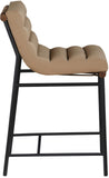 Burke Contemporary Counter Stool - Stylish Vegan Leather, Walnut Wood & Matte Black Frame Design