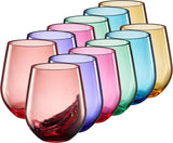 European Style Plastic Crystal Unbreakable Stemless Wine Glasses Set of 12