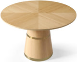 Hans Round White Oak Dining Table with Glossy Finish & Gold Stripes - Modern Elegance for Home
