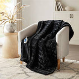 Oversized Textured Faux Fur Heated Throw Blanket