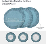 Blue Braided Cotton Placemats Set of 4 with Fringes