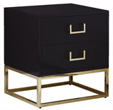 Nova Contemporary Side Table with Gold Stainless Steel Base & Black Lacquer Finish for Chic Style