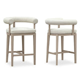 PURPLE LEAF Outdoor Bar Stools Set of 2 Modern Olefin Upholstered Barstools with Back and Armrest Bar Chairs for Garden Kitchen Island