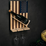 American Flag Wall Mounted Wine Rack, Beautiful Wine & Bottle Holder