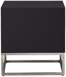 Nova Contemporary Side Table with Chrome Stainless Steel Base and Sleek Black Lacquer Finish