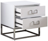 Nova Contemporary Side Table with Chrome Stainless Steel Base and Sleek Black Lacquer Finish