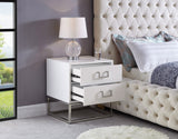 Nova Contemporary Side Table with Chrome Stainless Steel Base and Sleek Black Lacquer Finish