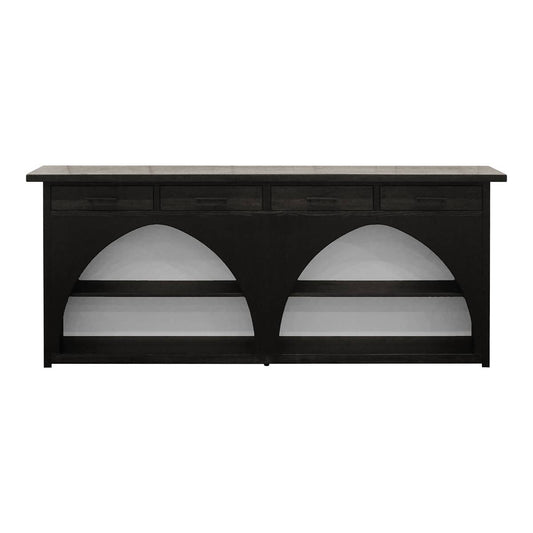 96" Modern Open Storage Buffet Table Cabinet, Black/Grey*
