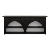 96" Modern Open Storage Buffet Table Cabinet, Black/Grey*
