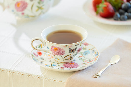 Butterfly Garden Porcelain Tea Cup & Saucer, 7oz