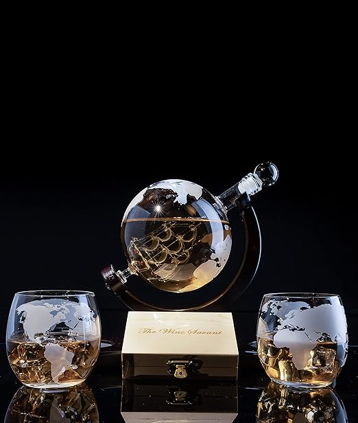 Whiskey & Wine Decanter Globe World Set - 850ml