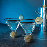 Diamond Studded Martini Glasses Set of 2