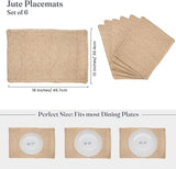Eco Living Jute Table Placemat, Plain Jute, Set of 6, 18x12"