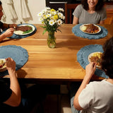 Blue Braided Cotton Placemats Set of 4 with Fringes