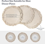 Ivory Braided Cotton Placemat Set of 4 with Fringes