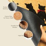 Beige/Black Coir Doormat with Welcome Cats Print - 17x30"