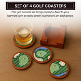 Khen Golf Hand-Stitched Needlepoint Coasters - Set of 4