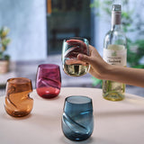 Khen Unbreakable Aerating Stemless Wine Glasses - Set of 4-13 oz Pastel Glass