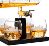 Wine & Whiskey Decanter Set 1100ml with 4 Whiskey Glasses