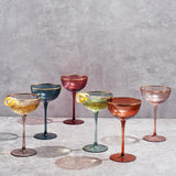 Vintage Art Deco Coupe for Champagne, Martini, Cocktails | Set of 6 | 7 oz (Muted)