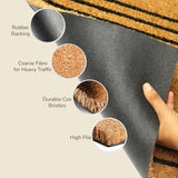 Large Beige Coir Doormat - 22x47" Basic Stripes