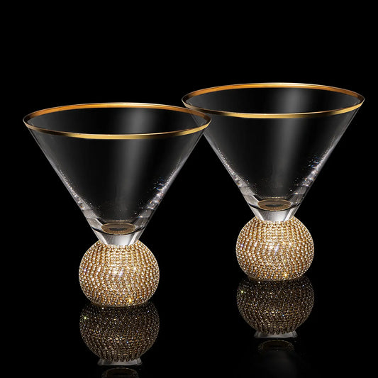 Diamond Studded Martini Glasses Set of 2