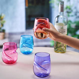 Khen Unbreakable Aerating Stemless Wine Glasses - Set of 4-13 oz Colored Glass