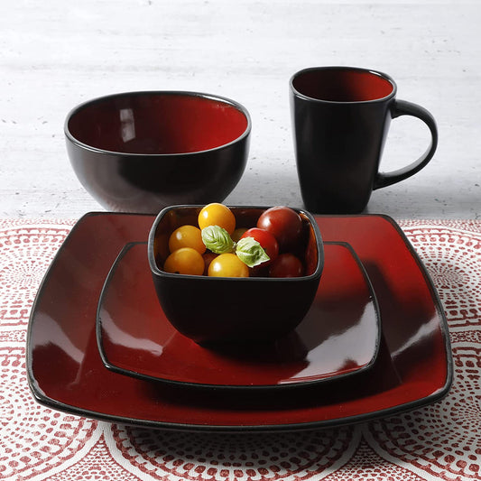 Gibson Elite Soho Lounge Square 40-Piece Reactive Stoneware Dinnerware Set