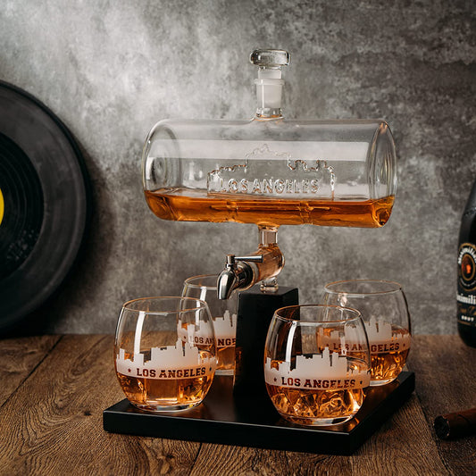 Wine & Whiskey Decanter Set 1100ml with 4 Whiskey Glasses