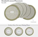 Handmade Melange Rope Braided Placemats, 6 pcs Green (8 Units)