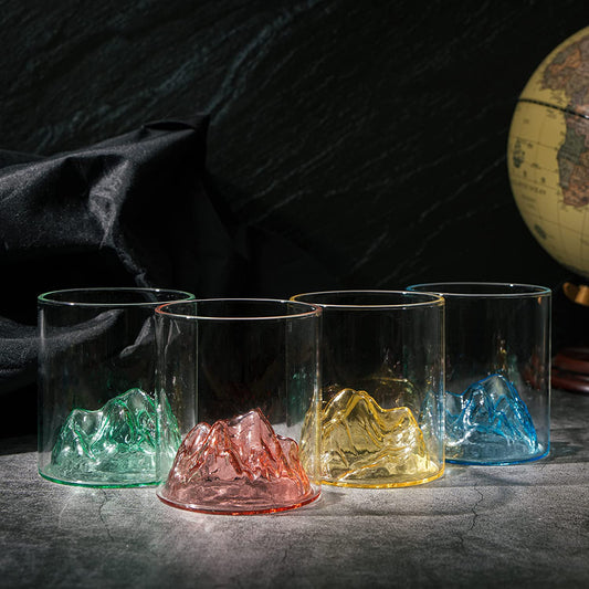 Colorful Multicolor Mountain Glasses 11.5oz Set of 4