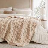 Soft Ruched 50x60" Throw Blanket, Tan