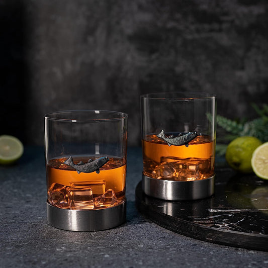 Fish Whiskey, Wine & Water Glasses Set of 2