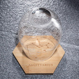 Set of 2 Zodiac Sign Wine Glasses with 2 Wooden Coasters (Sagittarius)