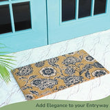 Gray & White Floral Coir Doormat -17"X30"
