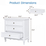 Wholesale White 3 Drawer Dresser for Bedroom, Wide Chest of Drawers