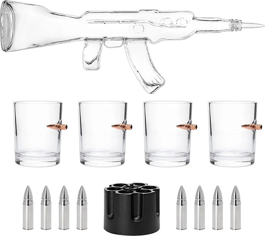 Gun Whiskey Decanter Set - SKF1801 - 8 Bullet Whiskey Chillers