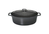 Chasseur 7.25-Quart Cast Iron Oval Dutch Oven, Caviar Grey