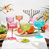 Art Deco Colored Crystal Coupe Glass | Set of 6 | Large 9.6oz