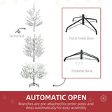 HOMCOM 7 Foot Snow Flocked Artificial Christmas Tree with 240 Fir Realistic Branches, Auto Open, Green