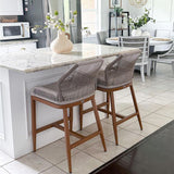 PURPLE LEAF Outdoor Bar Stools Wicker Rattan Bar Stools with Back Aluminum Outside Garden Patio Bar Chairs