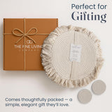 Ivory Braided Cotton Placemat Set of 6 with Fringes