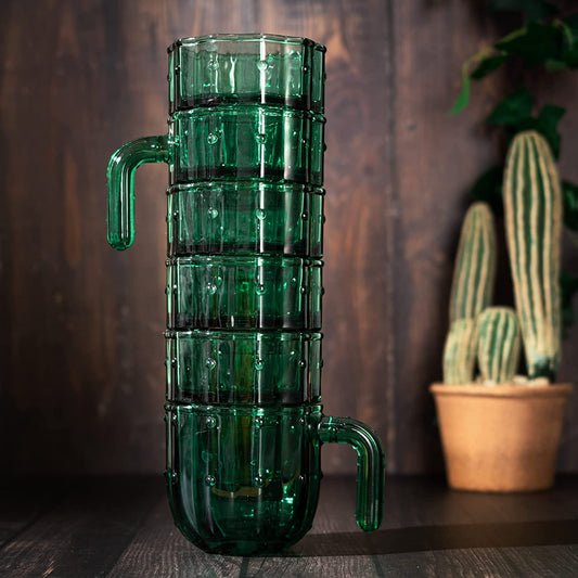 Cactus Stackable Glasses, Set of 6-10 oz