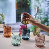 Khen Unbreakable Aerating Stemless Wine Glasses Set of 6-13 oz Pastel Glass