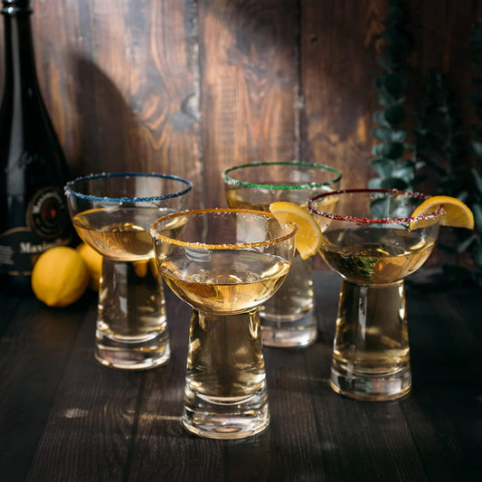 Hand Blown Margarita Glass – Luxury Hand Blown Confetti (Colorful)