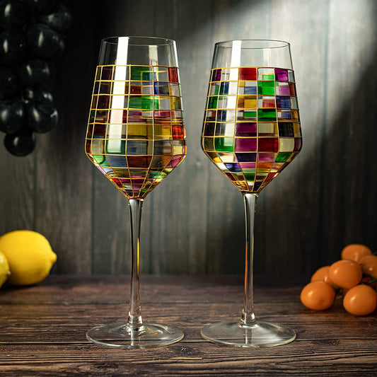 Renaissance Stained Wine Glasses Set of 2 (Stemmed)
