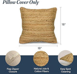 Jute Braided Decorative Pillow Cover, 18 x 18 inch, Natural