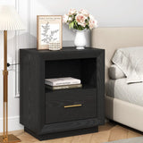 Nightstand with Charging Station: Bedside Table with Drawer