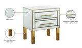 Gigi Contemporary Side Table with Gold Stainless Steel Legs & White Glass, Stylish Storage Solution
